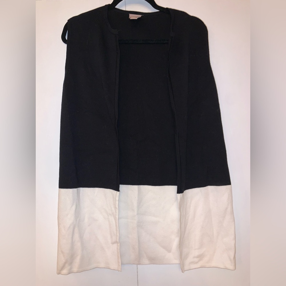 Chico's Black and‎ White Sweater Vest Cardigan